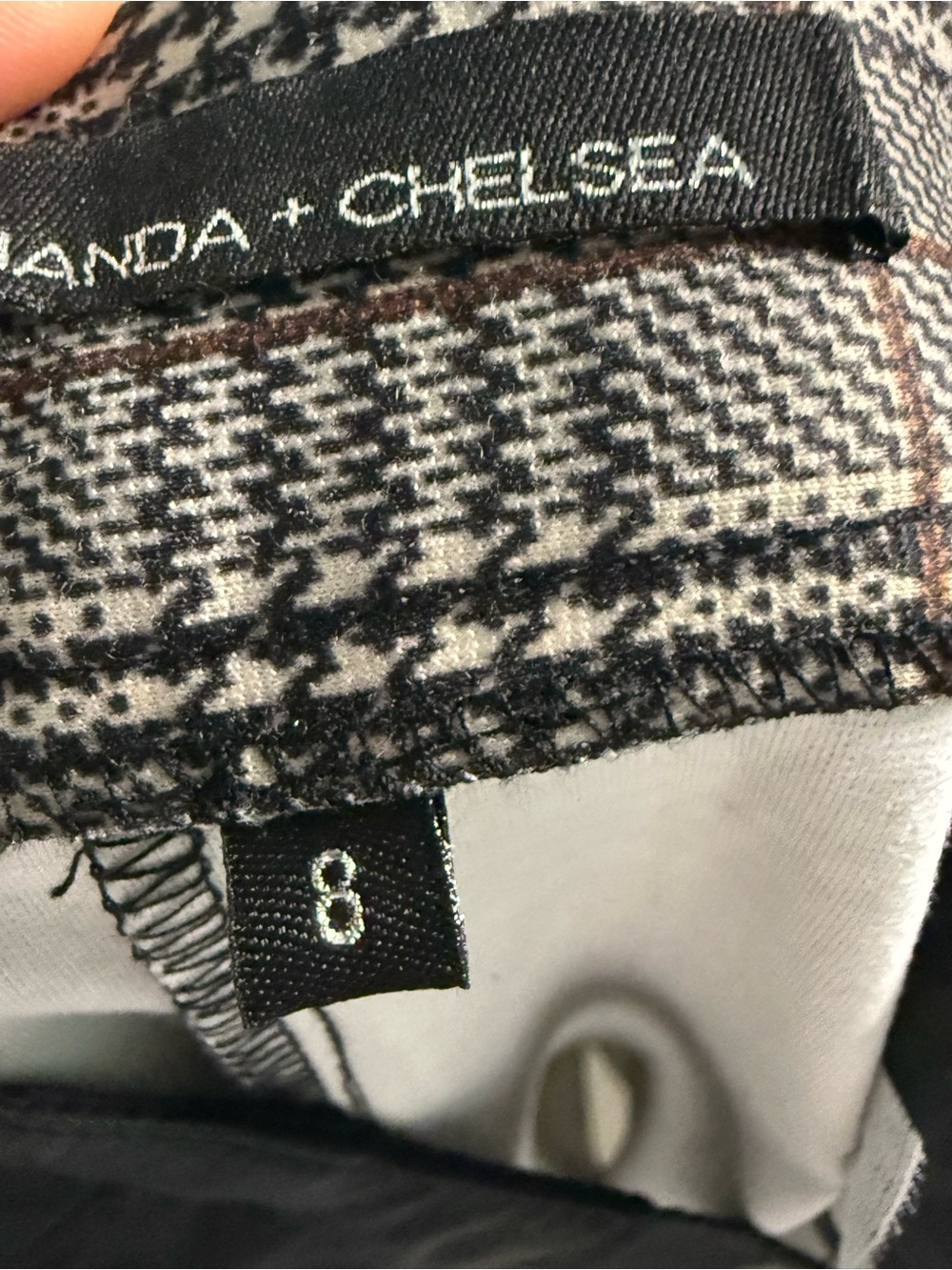 Amanda + Chelsea Plaid Ankle Dress Pants Size 8 Brown Black Stretch - Picture 7 of 10